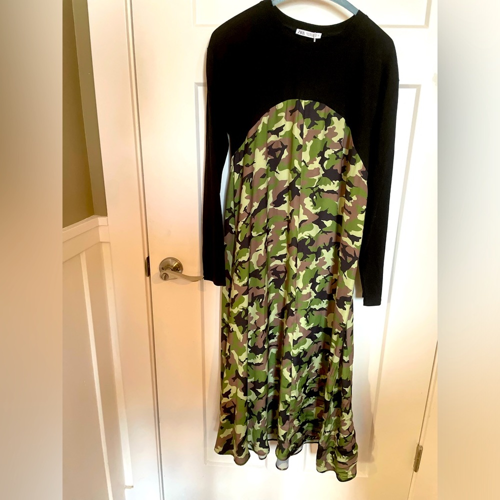 Zara, NEW- size small camo dress.